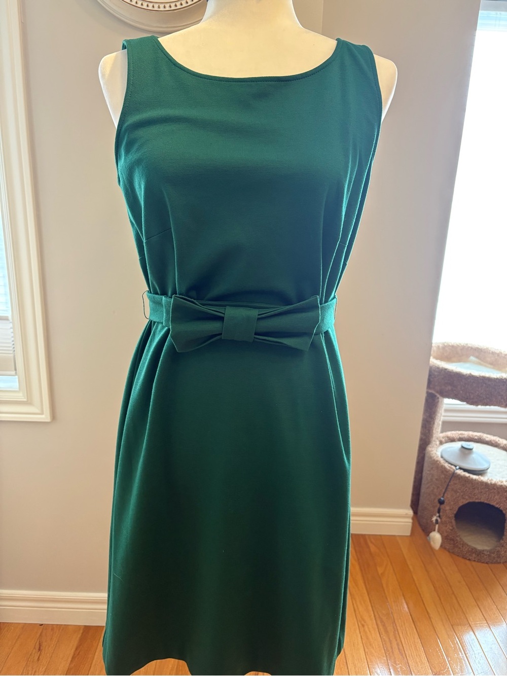 2PCS Vintage Jacob Emerald Green Sleeveless Dress&Bow- with matching cardigan - Picture 2 of 9